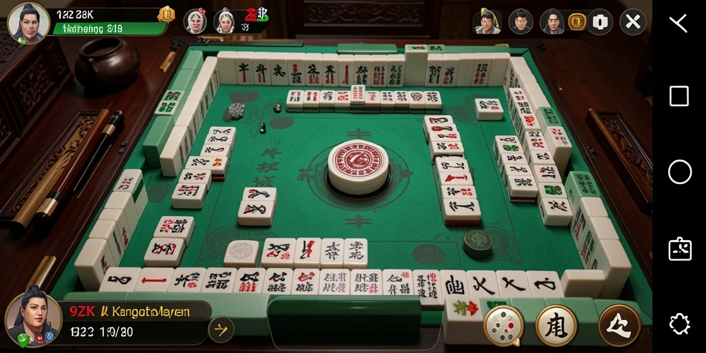 Tampilan gameplay menarik dari 9ZK dengan desain batu Mahjong.