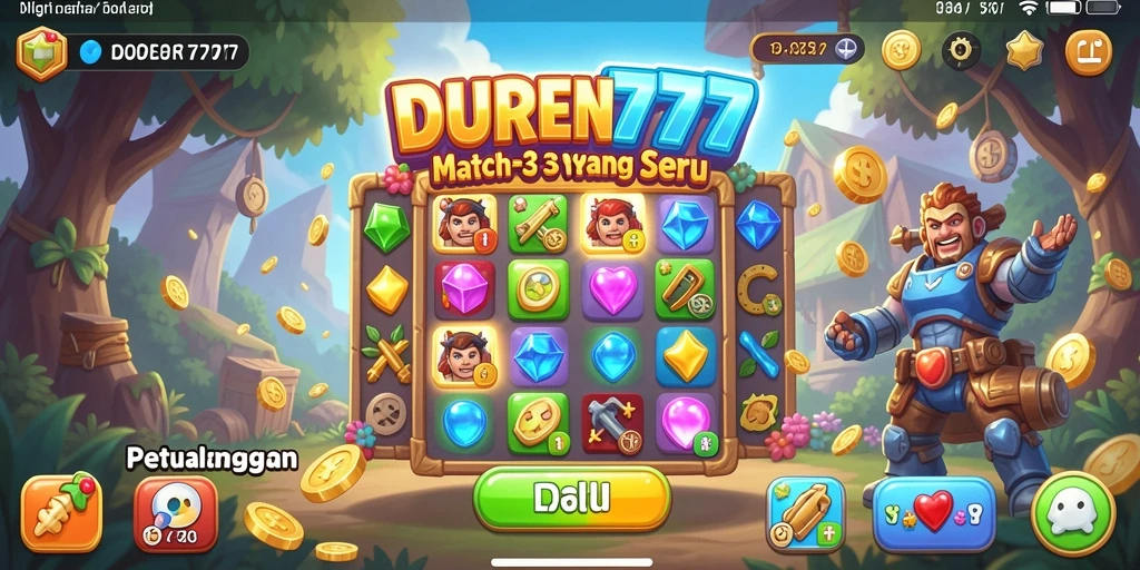 Tangkapan layar gameplay DUREN777 dengan aksi Match-3 yang seru.