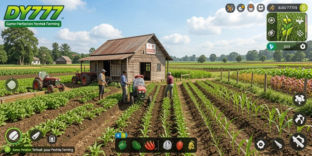 Screenshot DY777 menampilkan gameplay seru bertani.