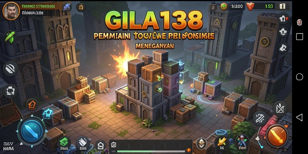 Screenshot GILA138 yang menunjukkan serangan tower defense yang strategis.
