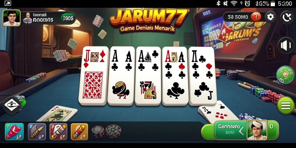 Screenshot gameplay JARUM77 yang menampilkan keseruan bermain Domino.