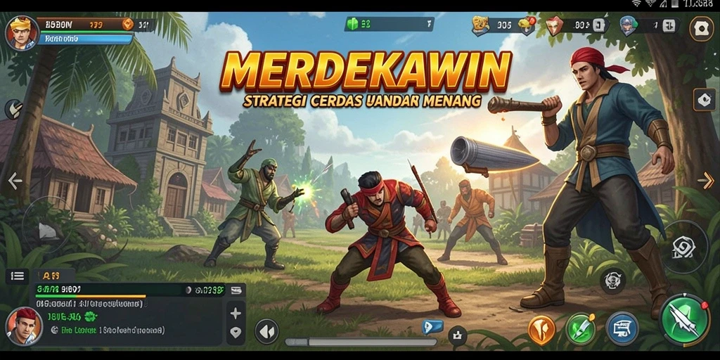 Tampilan utama gameplay MERDEKAWIN yang menantang dan menarik.