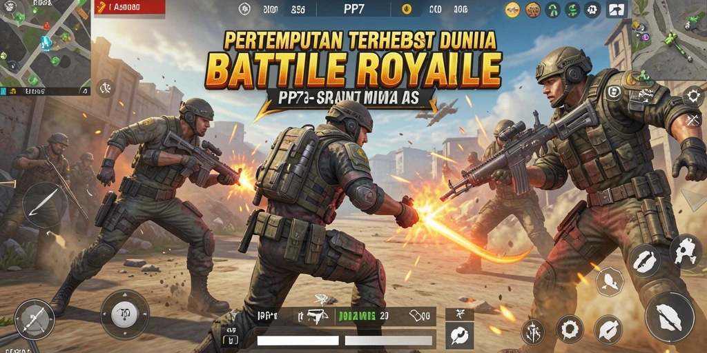 Gameplay PP7 yang seru dan mendebarkan dalam pertempuran Battle Royale.