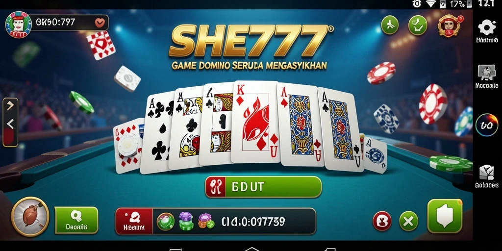 Tampilan gameplay seru di SHE777 dengan berbagai mode Domino.