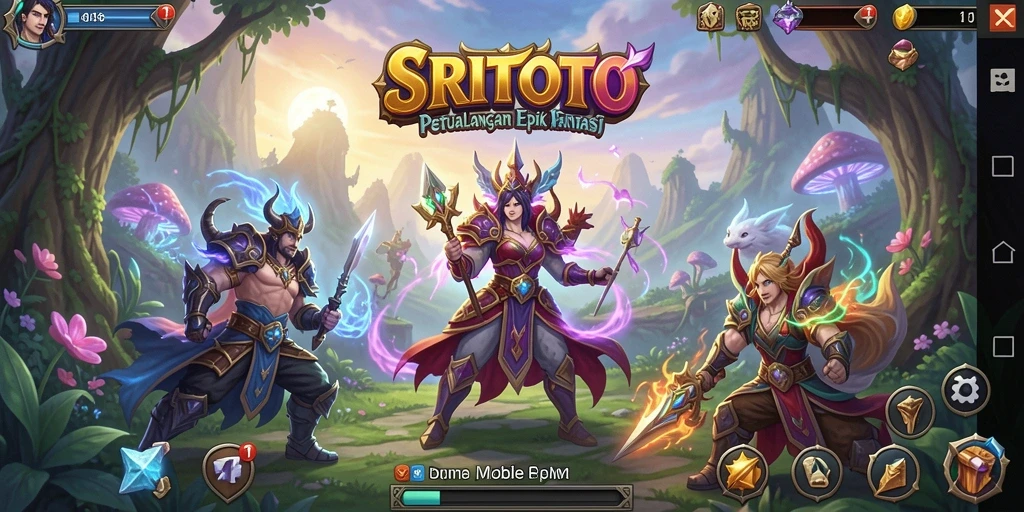 Tangkapan layar gameplay SRITOTO dengan aksi yang menarik dan karakter yang dinamis.
