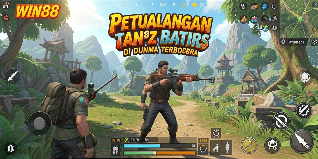Screenshot menunjukkan petualangan seru dalam dunia terbuka.